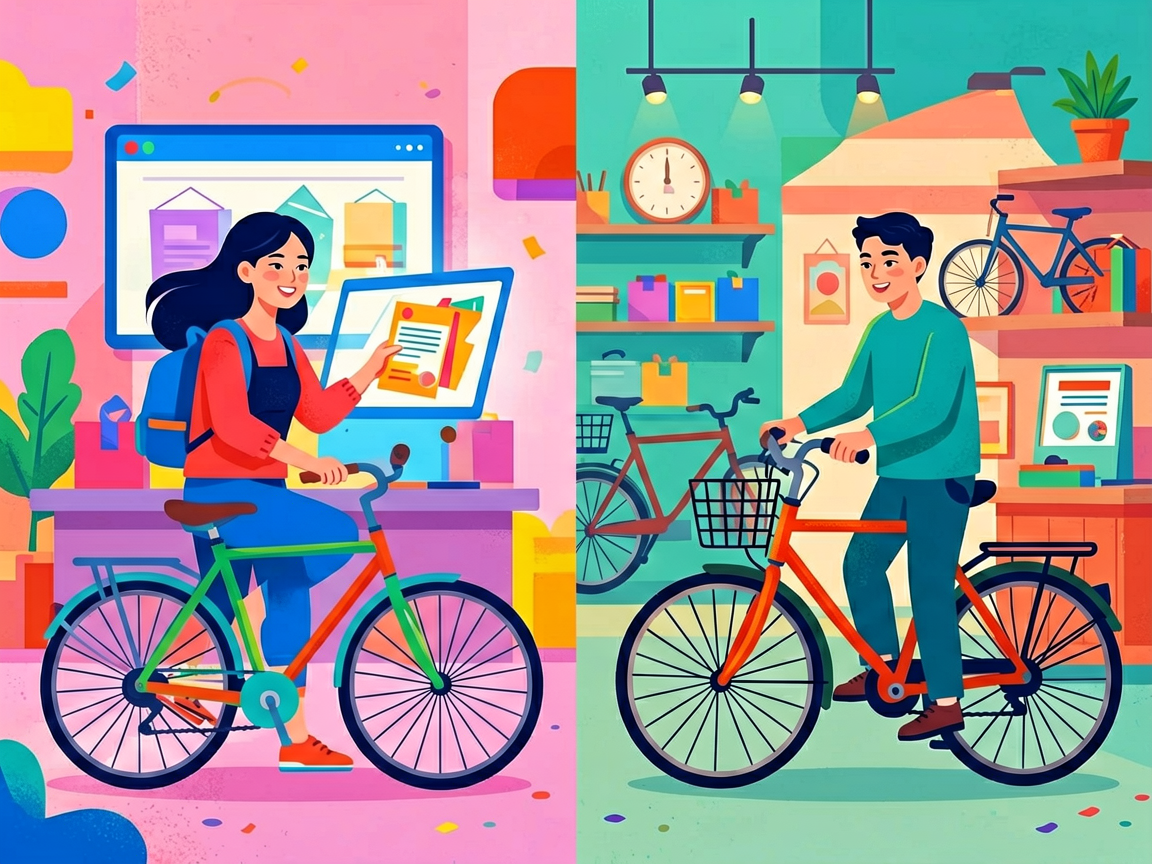 Illustration of eBike rider in city traffic following traffic rules and safety guidelines